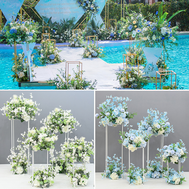 New Wrought iron geometric road guide simulation floral wedding hotel ktv decoration props Wedding car show window ornaments