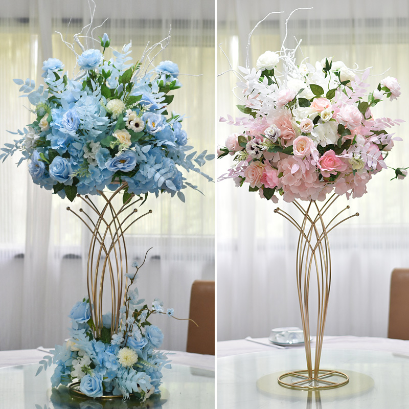 Wedding Celebration Emulation Floral Iron Art Plated Wedding Main Table Flower Hotel Ktv Desktop Placement Fake Flower Simulation Flower Pendulum