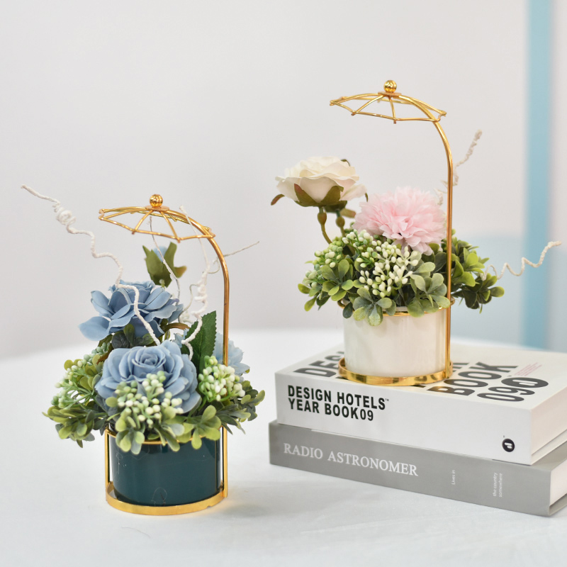 ins Nordic light luxurious emulated floral bouquet small swing piece hotel living-room table TV cabinet table decoration floral