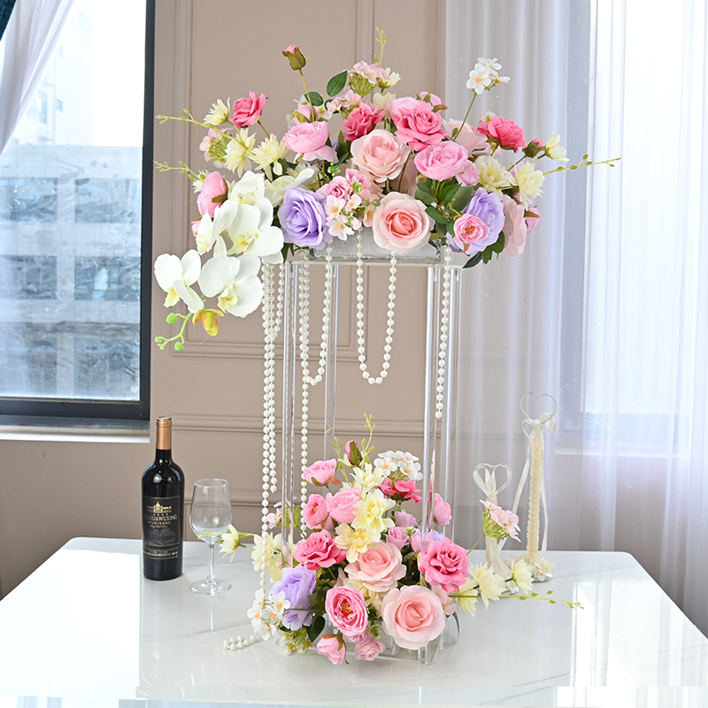 Hotel Wedding Restaurant Banquet Acrylic Crystal Column Main Table Flower Artificial Flower Ktv Desktop Decoration Table Flower