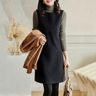 高端毛呢背心裙女秋冬2024高端气质设计感时尚纽扣马甲a字连衣裙