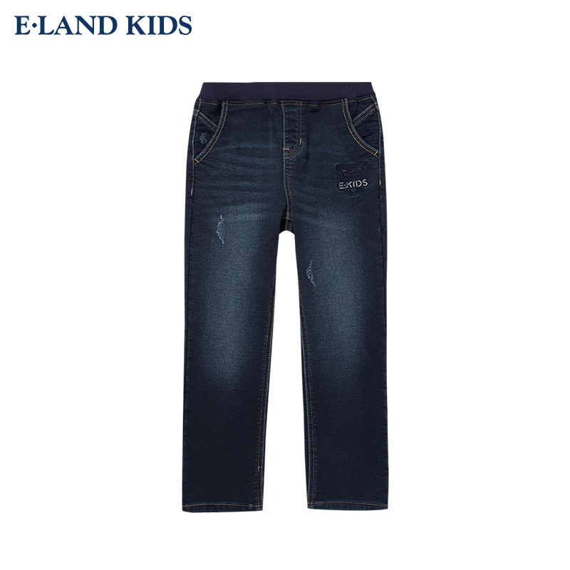 Elandkids ăn mặc edimete mùa đông bé trai mới của trẻ em thẳng thẳng trẻ em vừa của cộng quần jean cộng nhung dày.