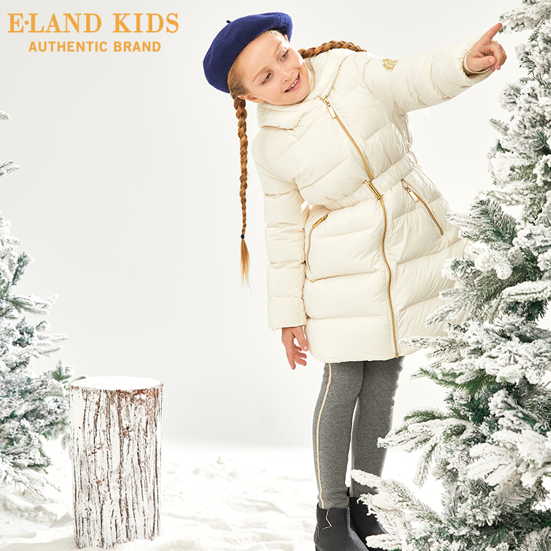 Elandkids ăn mặc quần áo hiếp dâm con nít 19 mùa đông cô gái mới vừa và trẻ em cũ ấm cơ thể sửa chữa trung dài xuống áo khoác.