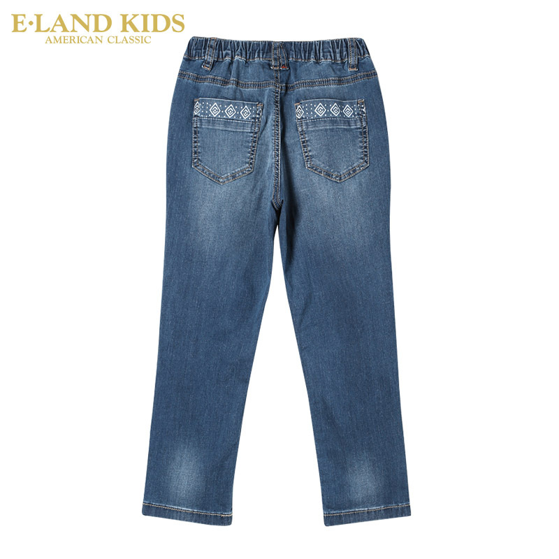 Eland Kids mặc ấu dâm chàng trai mùa xuân dốc lỏng denim quần dài.