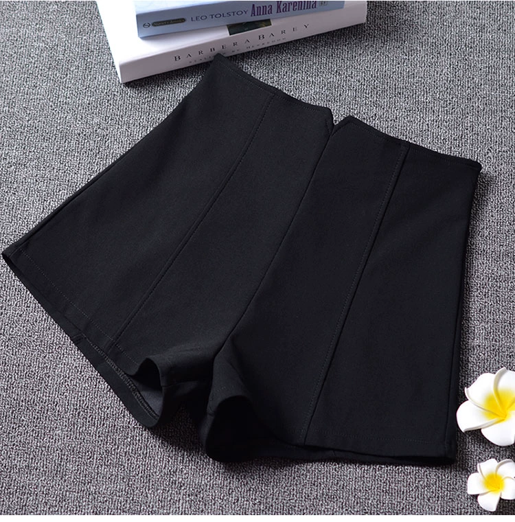 Mùa thu đông 2018 mới Quần short Hàn Quốc nữ mùa đông đen thon eo cao Một từ rộng chân ngoài mặc quần ống rộng phía dưới