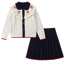 PawinPaw Cartoon Bear Childrens Clothing 2024 Autumn and Winter New Baby Girl Woolen Dress Fashion College Style