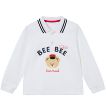 PawinPaw cartoon bear childrens clothing 2025 spring new baby boy lapel pure cotton long-sleeved T-shirt college