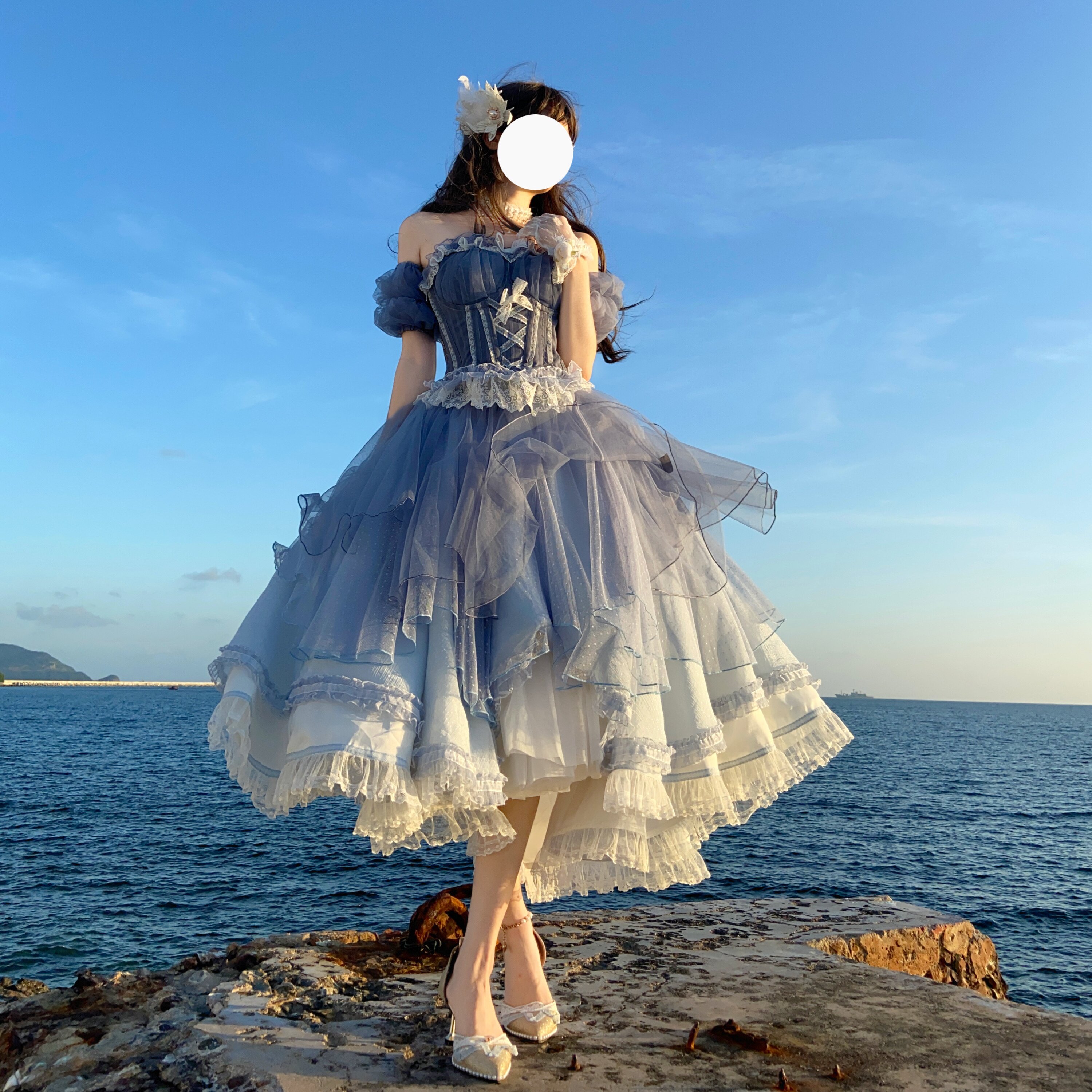 无敌了!藏海雾加单中「Peony如梦」优雅款CLA前短后长渐变蓝色分体Lolita,美到窒息!👗 -lolita-淘宝好物网