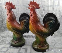 Boshan Kiln Color Porcelain Xiongji Singing World White Porcelain Rooster Pair