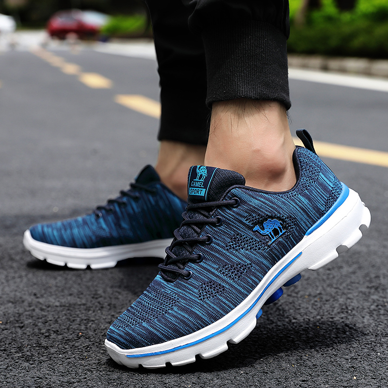 Camel Men's Shoes, Spring and Autumn Mesh Breathable Sneakers, Lightweight, Comfortable, Casual Running Shoes, Men's Anti-Odor Versatile Travel Shoes