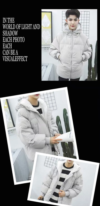 Áo khoác cotton ấm áp xuống áo khoác thời trang trùm đầu ngắn đôi dày áo khoác cotton lạnh xu hướng 18 năm đầu đông mới