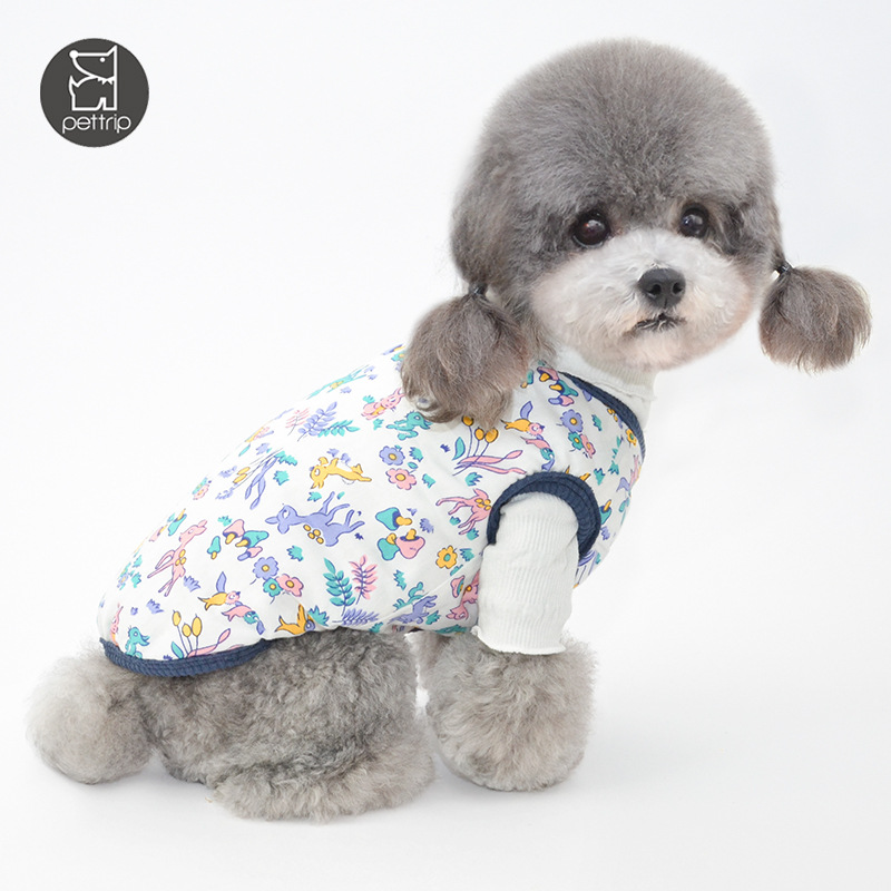 Autumn and winter new dog cotton padded quilted pet clothes warm puppy clothes dog casual outer vest cat clothes