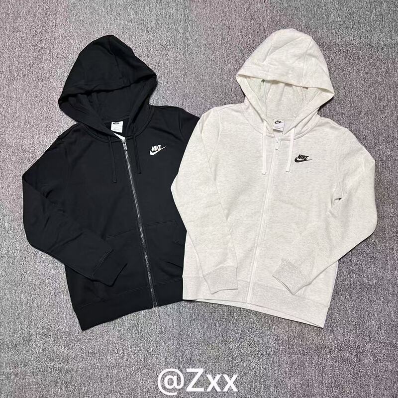 Nike Women's Embroidered Small Logo Sports Casual Terry Thin Velvet Hooded Jacket Dq5472