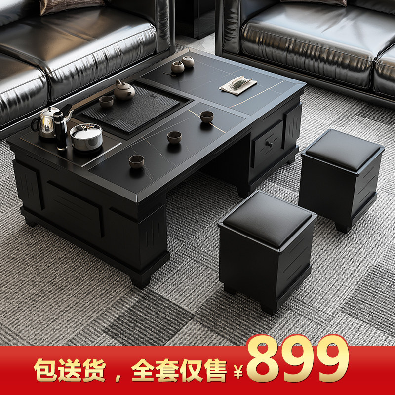 Rock Slab Tea Table Modern Office Tea Table With Coffee Table Tea Set Integrated Tea Table with Kettle Tea Table