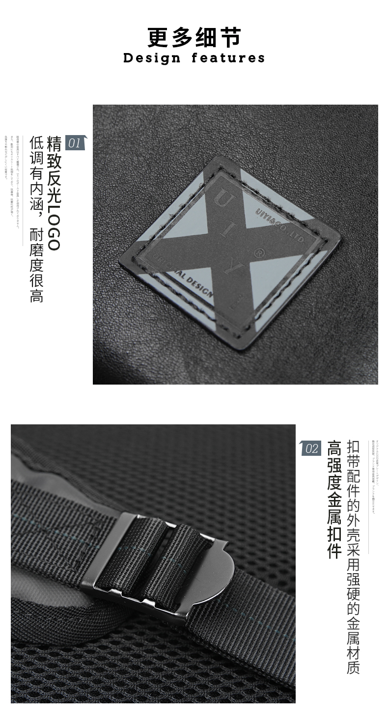 日本潮牌 佑一良品 男士真皮防水双肩包 图11