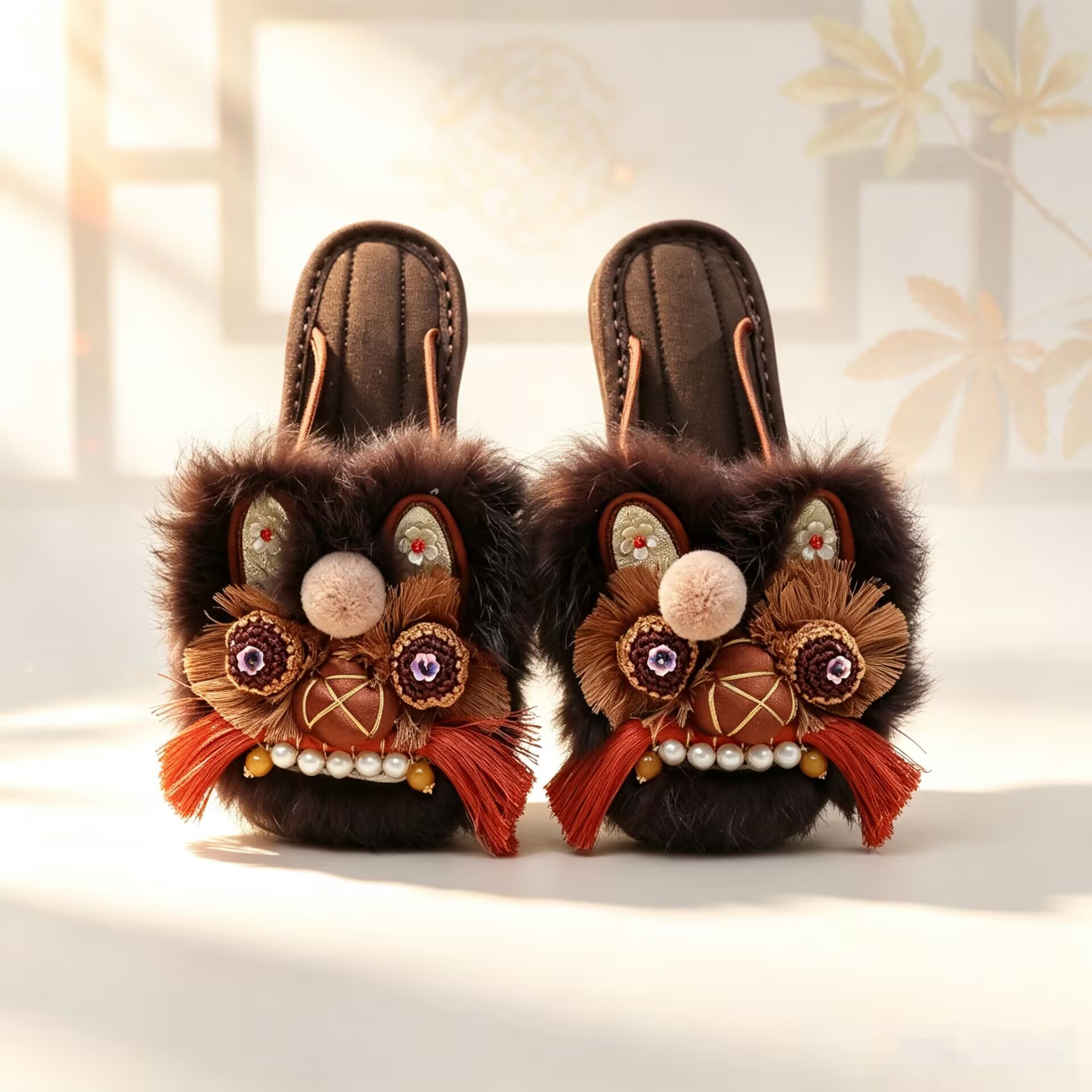 New Style Authentic Thousand-Layer Sole Traditional Handmade Cloth Shoes for Women, Tiger Head Shoes, Adult Chinese Style Embroidered Shoes, Closed-Toe Slippers, Flat Shoes