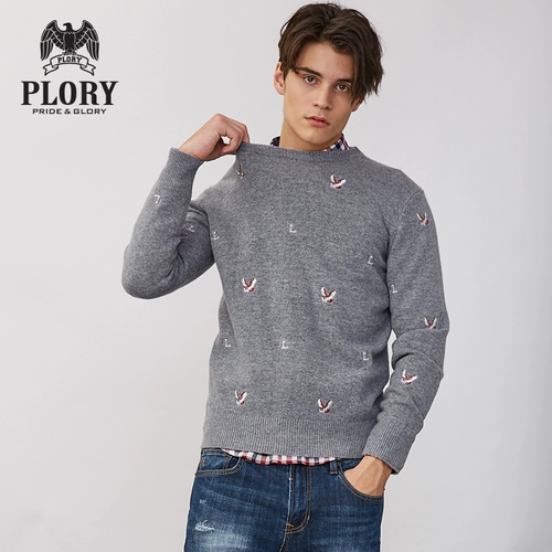 PLORY Демисезонный модный свитер с круглым воротником, с вышивкой, 84v