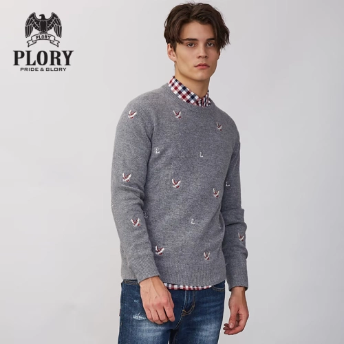 PLORY Демисезонный модный свитер с круглым воротником, с вышивкой, 84v
