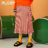 PLORY Летняя длинная красная юбка, высокая талия, 88v
