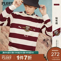 PLORY Осенний патч, пластырь, лонгслив, мужская футболка, бордовая толстовка с круглым воротником