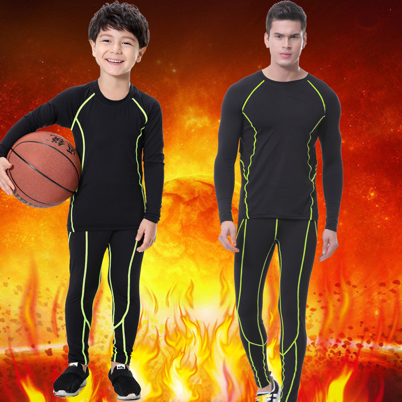 Children's fitness suit men's suit in autumn and winter long sleeve strength straights speed dry basketball football bottom suit training suit