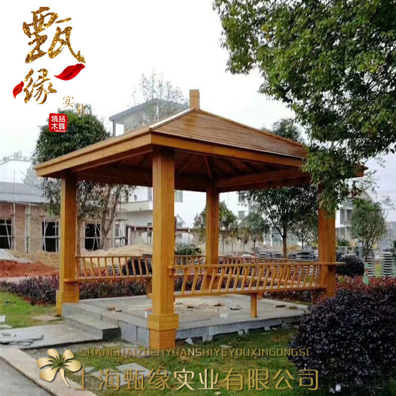 Factory direct sales Pinus sylvestris anticorrosive wood outdoor garden pavilion high-end ancient pavilion Pavilion wooden pavilion
