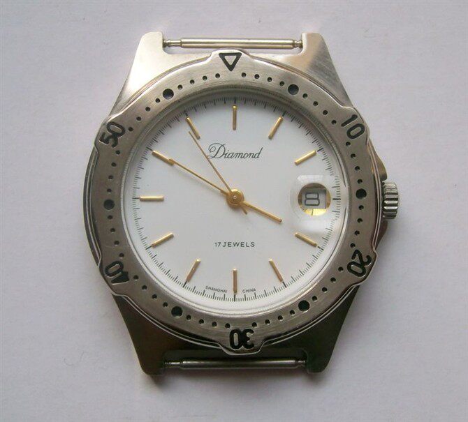 Original inventory 8 90 s Shanghai Diamond Brand Manual mechanical men's watch 17 Diamond Single calendar market men's watch