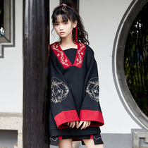 2022 new Chinese style embroidered national tide plus velvet sweater loose retro womens new autumn and winter student jacket