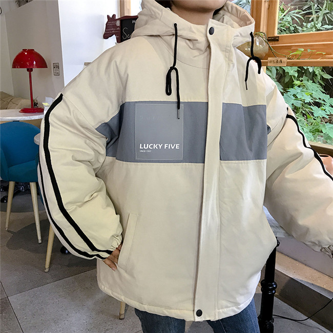 Mùa đông phiên bản Hàn Quốc mới của áo phông rộng rãi hoang dã Harajuku BF màu dày dành cho sinh viên áo phao adidas nữ