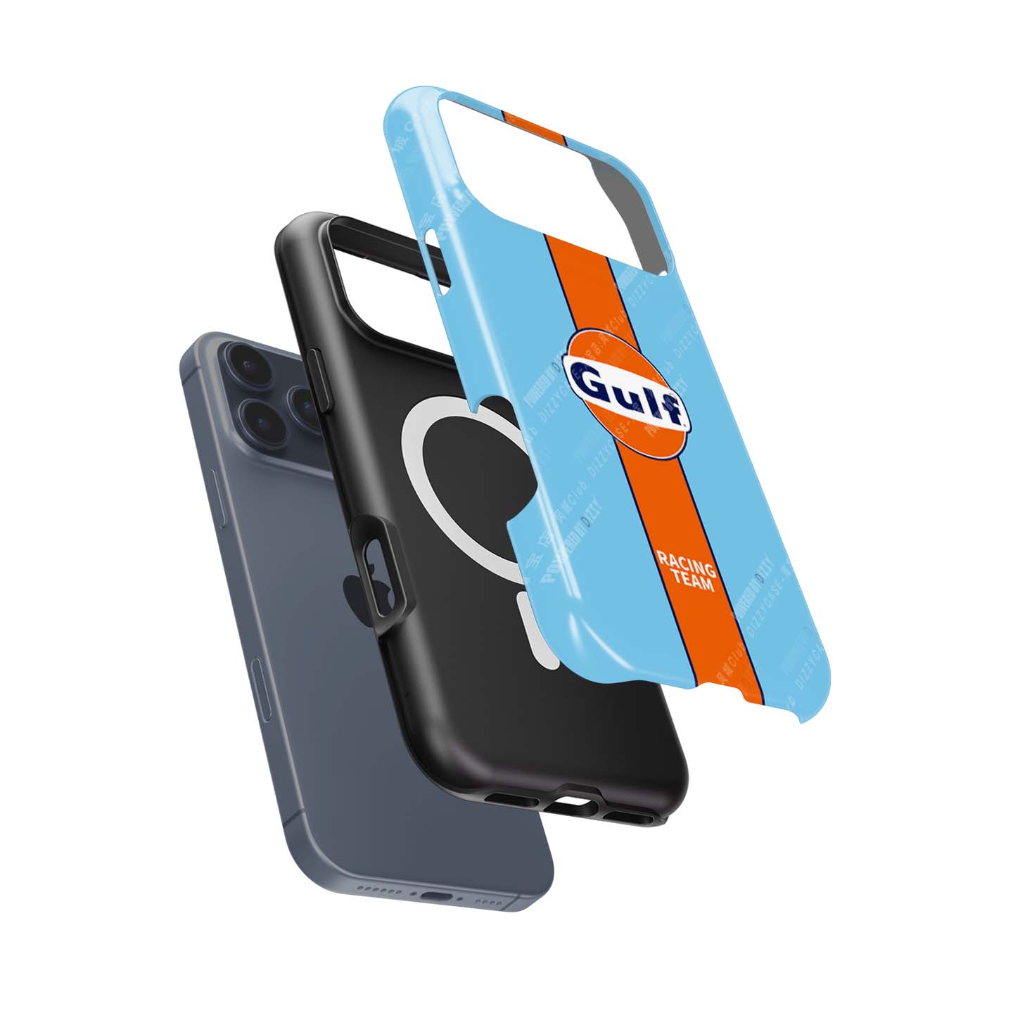 Iconic Gulf Racing Team Blue and Orange Stripe iPhone Case