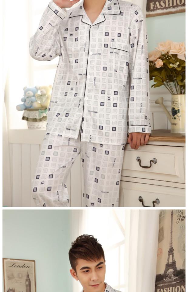 Đồ ngủ nam cho nam mùa xuân và mùa thu cotton dài tay cho nam mùa hè cotton trung niên mùa xuân trung niên phù hợp với dịch vụ gia đình đồ bộ thun cotton mặc nhà cao cấp