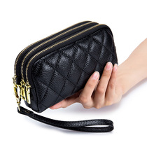 New header leather three layers lady with bag long wallet multi-function diamond leather mobile phone bag