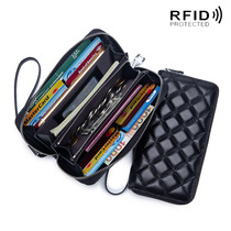 Wallet lady anti-theft brush long multi-function large capacity multi-card soft sheep leaky wallet mobile phone pack
