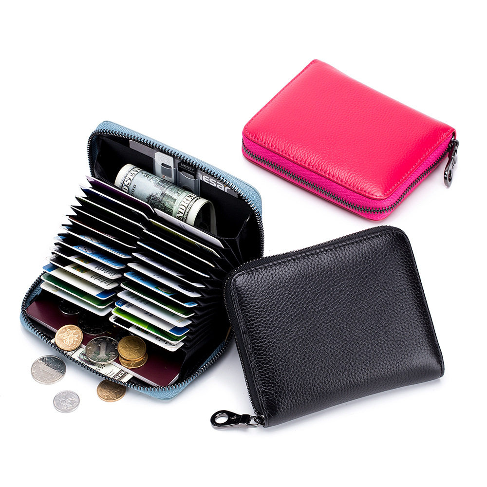 Theft-proof brush anti-head layer Bull Leather Multi-Blocking Rfid Shielding Card Bag Passport Bag Male And Female Brief 