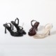 One-length fashion sandals for women 2025 new summer stiletto French style black high heels for women