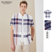 SCOFIELD2021 summer new casual Xinjiang cotton short-sleeved shirt mens plaid shirt tide SMYCB24004