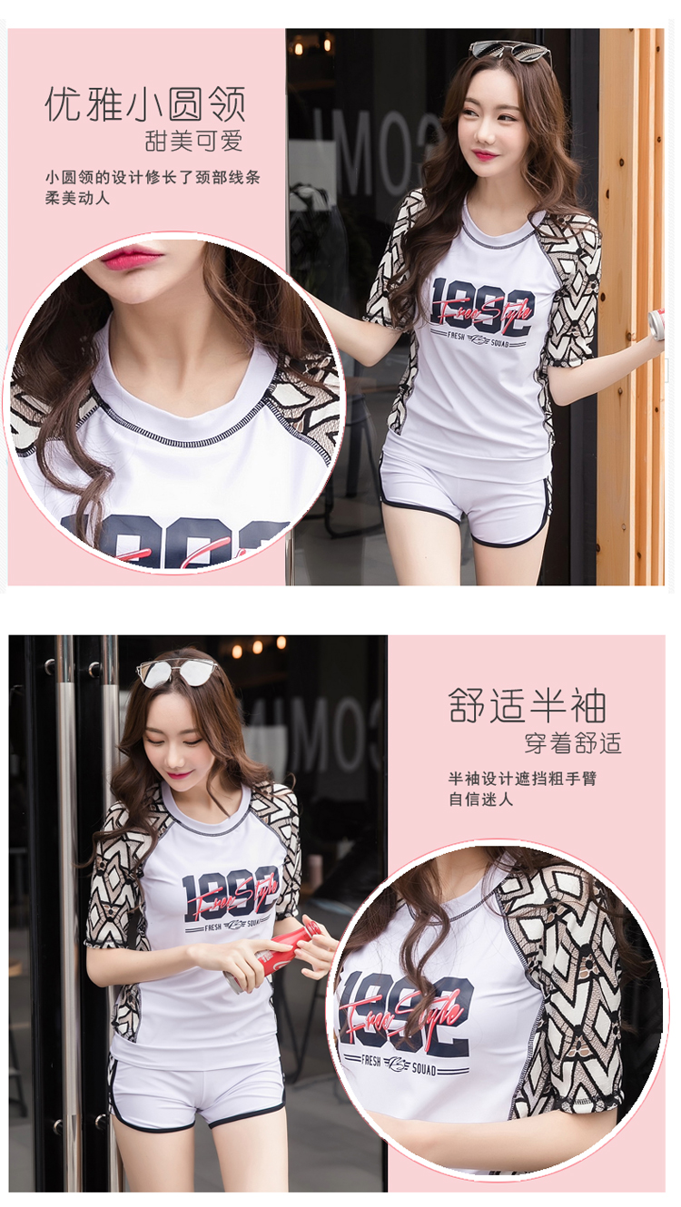 Thời trang mới ngọt ngào lãng mạn cặp đôi đồ bơi thể thao chia áo tắm che bụng bảo thủ chống mite áo tắm Hàn Quốc - Vài đồ bơi 	đồ đôi đi biển big size
