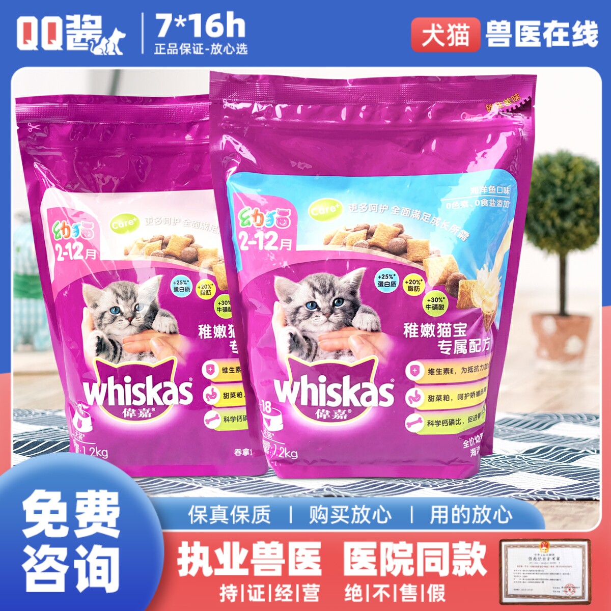 Weijia kitten cat food marine fish flavor pregnancy breastfeeding Weijiaying short hair and eyesight full price cat staple food 1 2kg