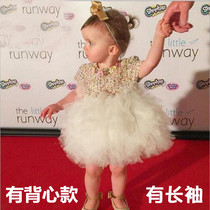 High-end Little Flower Girl Gown Girl Princess Dress Spring Autumn Baby Birthday Pompong Skirts Young Children Show Costumes