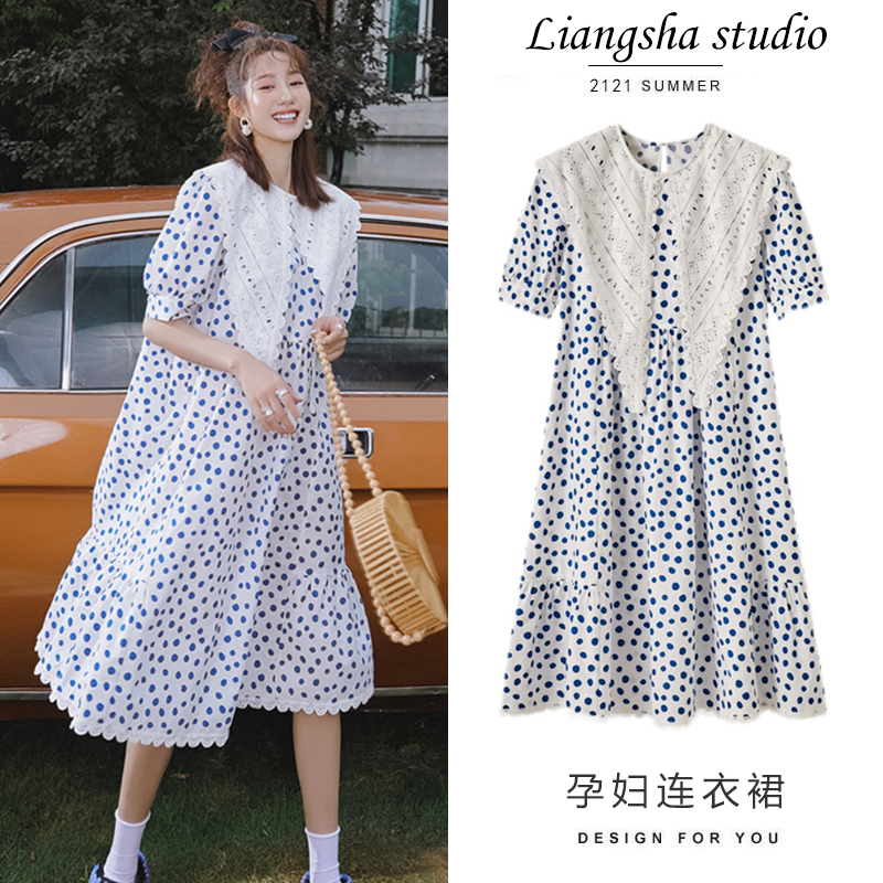 Maternity dress summer dress fashion summer top short-sleeved net red suit temperament summer skirt 2022 new