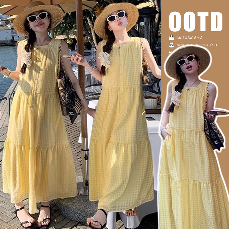 Maternity Summer Dress 2026 New Style Pregnancy Wear French Resort Style Long Beautiful Tank Dress