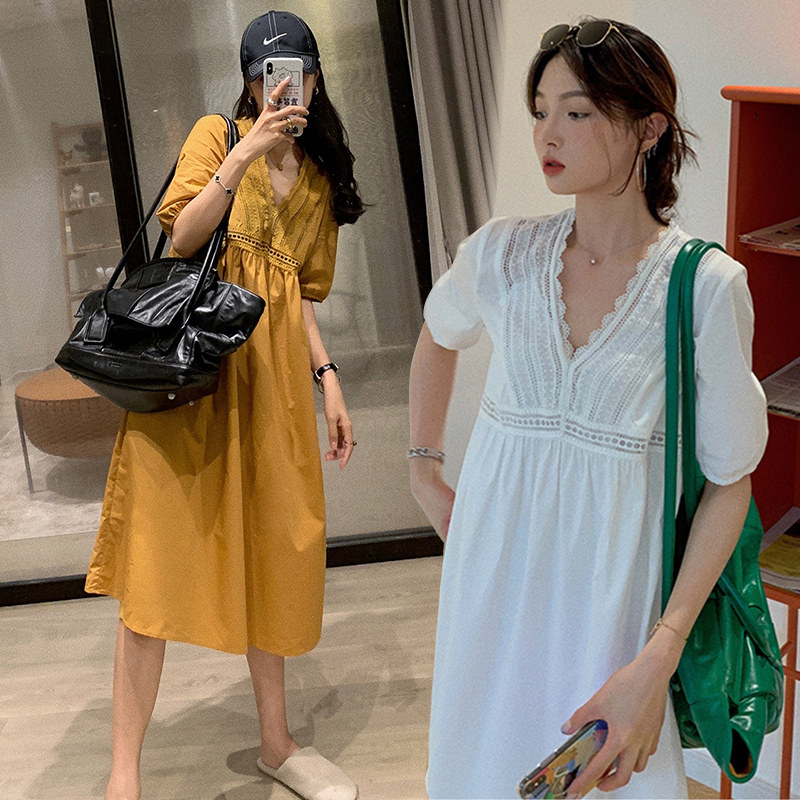 Pregnant women dress summer dress 2021 new fashion large size short sleeve small fresh European and American female pregnant women dress summer dress