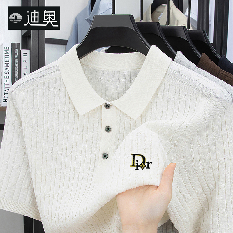 Dior Short-Sleeved T-Shirt for Men, New Summer Style, College Style Lapel, Casual Lyocell Fashion Brand Knitted Top Dior Short-Sleeved T-Shirt for Men, New Summer Style, College Style Lapel, Casual Lyocell Fashion Brand Knitted Top