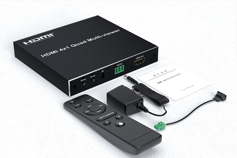 4-mouth picture divider 4 into 1-out switcher to seamlessly switch multiple picture segmentation mode RS232 serial port