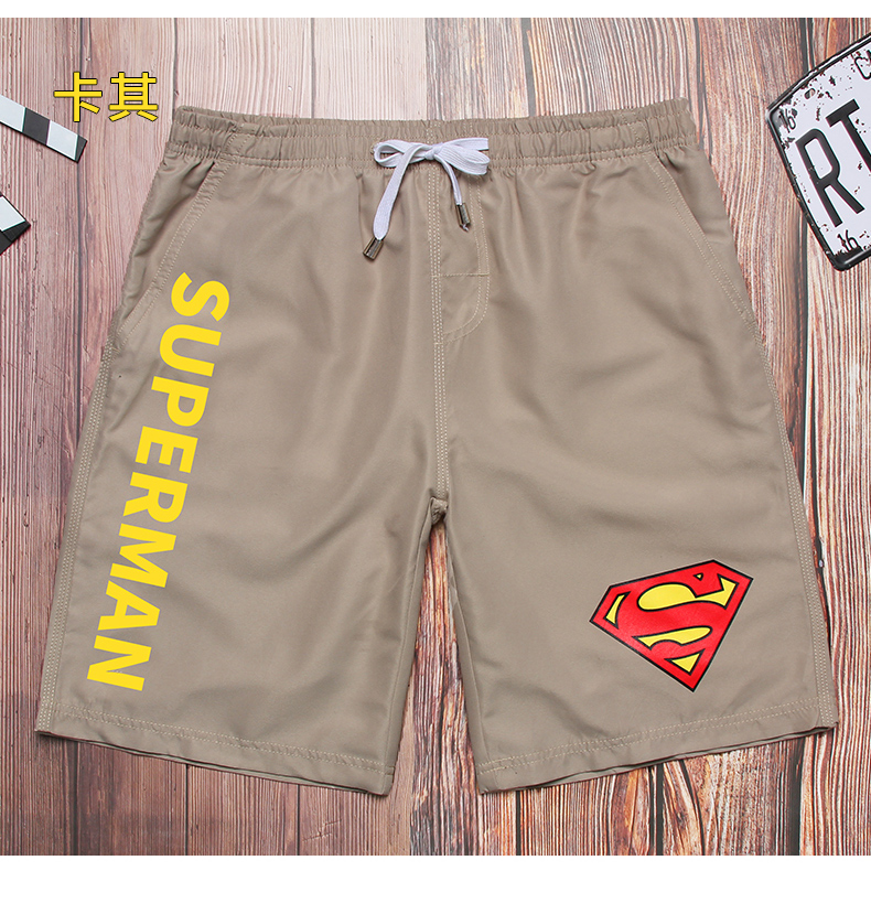 Justice League Superman Beach Quần nam Làm khô nhanh Bãi biển Bơi Kỳ nghỉ rộng Quần rộng Boxer Quần Quần 	quần áo cây dừa đi biển