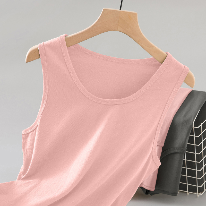 2026 New Pure Cotton Vest for Men, Summer Solid Color Pink Sleeveless T-Shirt, Sports Tank Top, Fitness Singlet