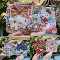 Handmade cartoon kitty printed transparent quicksand cosmetic bag storage bag coin purse drawstring pocket