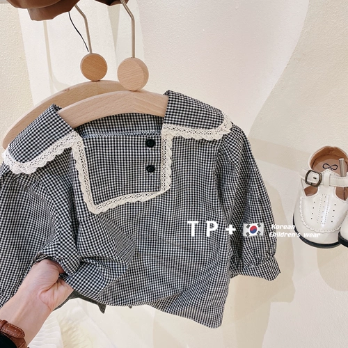 Осенний детский комплект, кружевная рубашка, шорты, детская одежда, в стиле Шанель