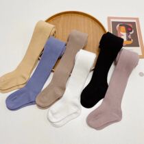 Girls leggings spring and Autumn thin childrens pantyhose outside wear baby socks medium thick cotton baby one-piece large pp