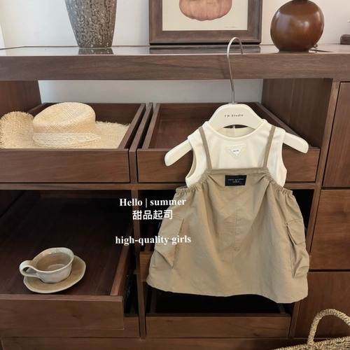 Быстросохнущий жилет для девочек, платье, комплект, детская одежда, в западном стиле